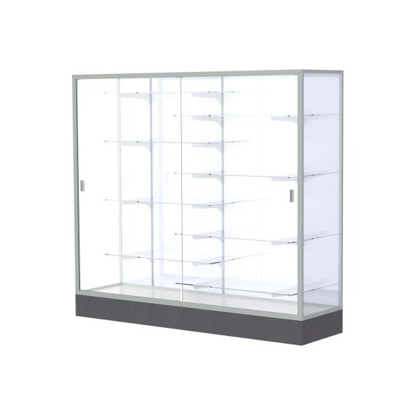 Waddell Display Case Of Ghent Colossus Floor Case, White Back, Satin Frame, 72"L x 66"H x 20"D 2606-WB-SN - main